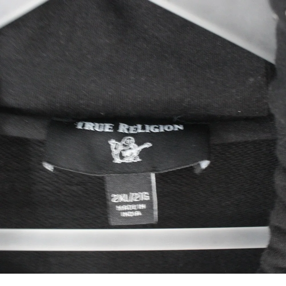 True Religion Hoodie Rhinestone Studded Pullover 2XL Black - Picture 5 of 8